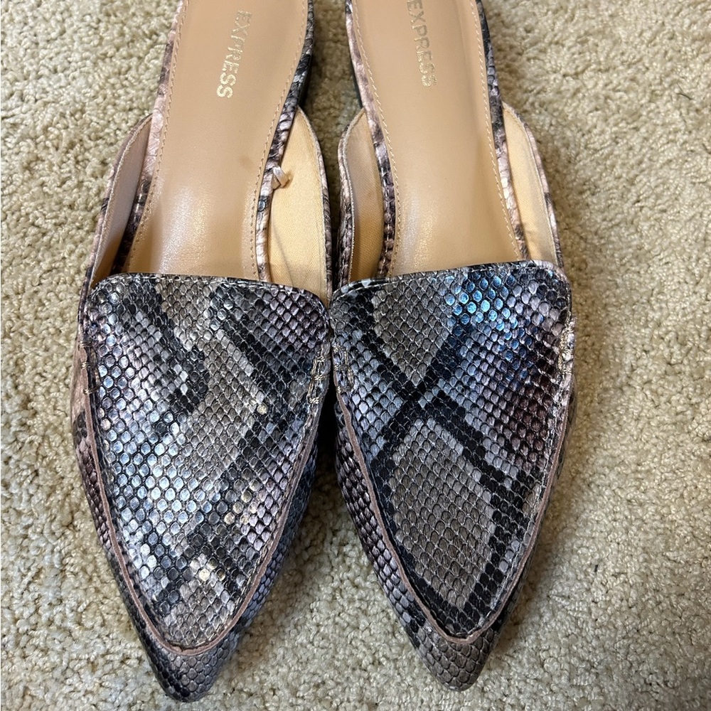NWOT. Express faux snakeskin mule. Size 9
